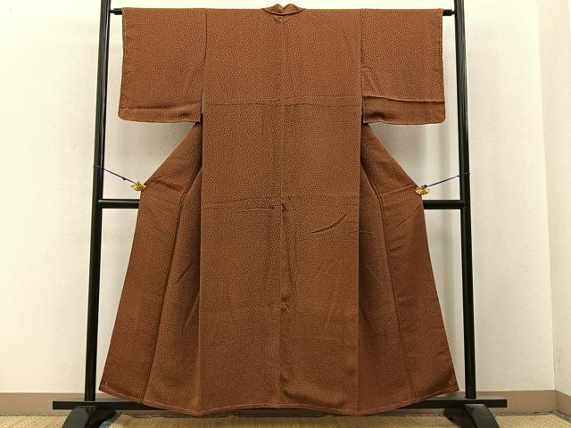平和屋着物■上質な小紋 花唐草文 鬼しぼ縮緬 正絹 逸品 未使用 BAAX6574hj