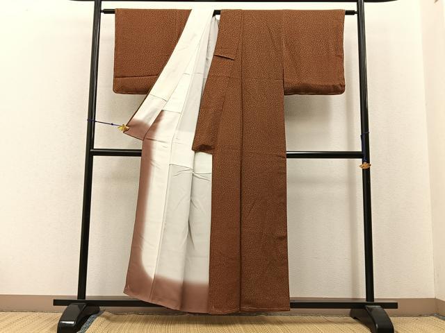平和屋着物■上質な小紋 花唐草文 鬼しぼ縮緬 正絹 逸品 未使用 BAAX6574hj