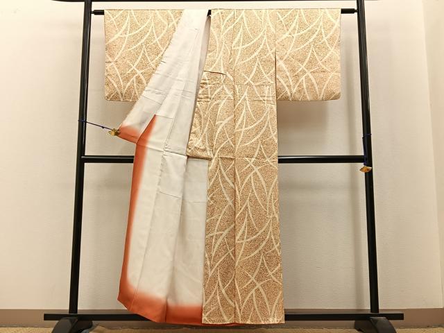 平和屋着物■上質な小紋 草葉文 たたき染め 正絹 逸品 BAAX6575hj