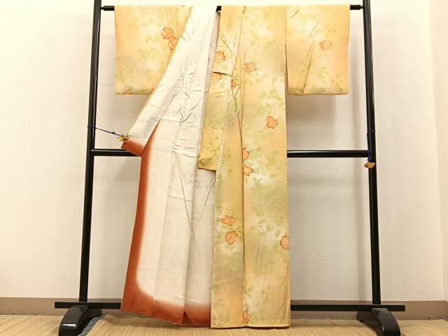 平和屋着物■上質な小紋 草花文 暈し染め 正絹 逸品 BAAX6580hj