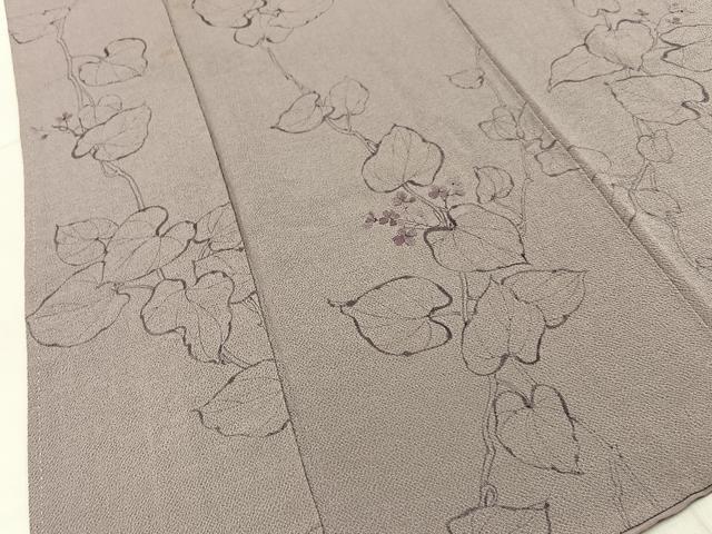 平和屋着物■上質な小紋 手描き 蔦の葉文 鬼しぼ縮緬 正絹 逸品 BAAX6581hj