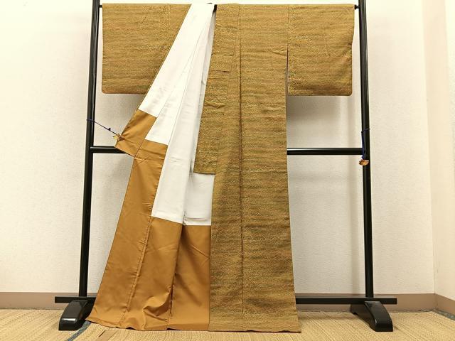 平和屋着物■上質な小紋 紬地 霞文 ロング丈 正絹 逸品 BAAX6588hj