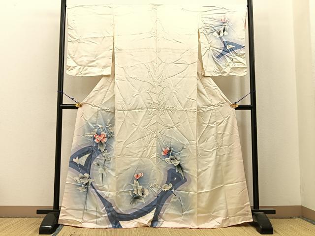 平和屋着物■訪問着 草花文 暈し染め 正絹 逸品 BAAX6590hj