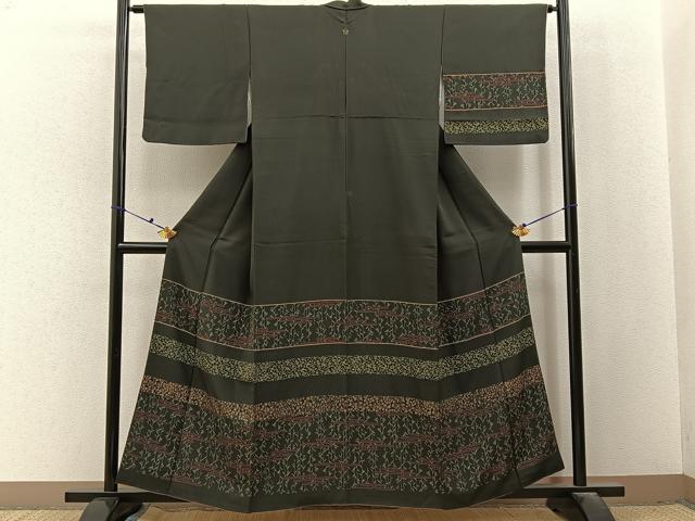 平和屋着物■訪問着 横段草花文 金彩 正絹 逸品 BAAX6619hj