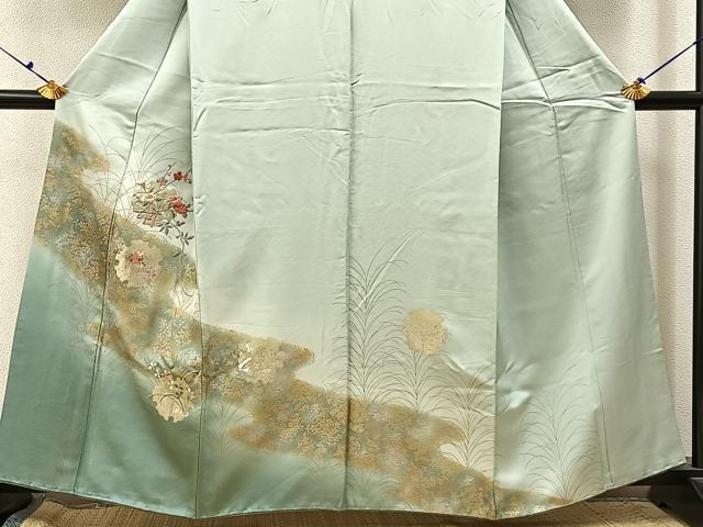 平和屋着物■訪問着 刺繍 雪輪花文 暈し染め 金彩 正絹 逸品 BAAX6633hj