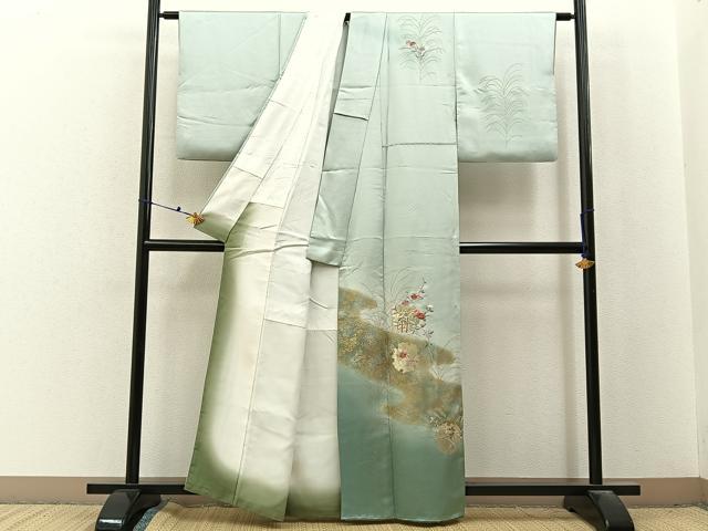 平和屋着物■訪問着 刺繍 雪輪花文 暈し染め 金彩 正絹 逸品 BAAX6633hj