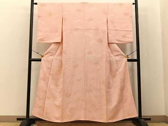 平和屋着物●上質な小紋 地紋起こし 雲重ね花絵皿文 正絹 逸品 BAAX6639hj