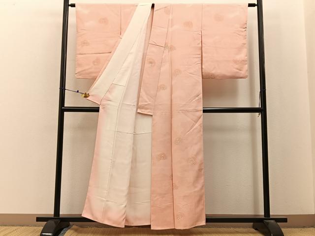 平和屋着物●上質な小紋 地紋起こし 雲重ね花絵皿文 正絹 逸品 BAAX6639hj