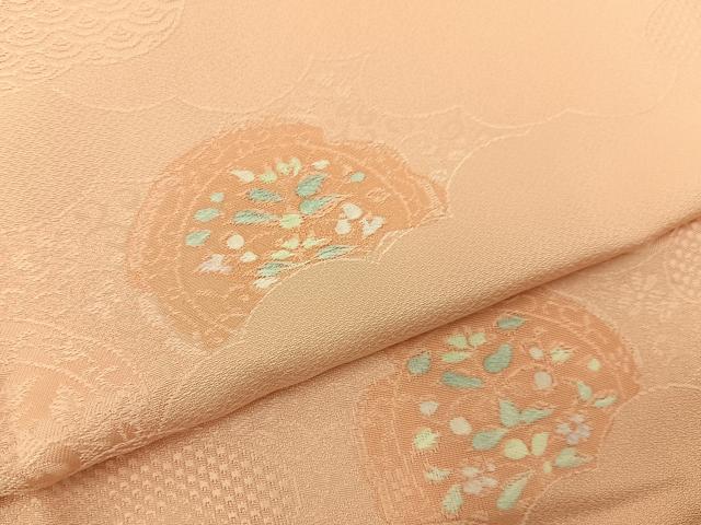 平和屋着物●上質な小紋 地紋起こし 雲重ね花絵皿文 正絹 逸品 BAAX6639hj