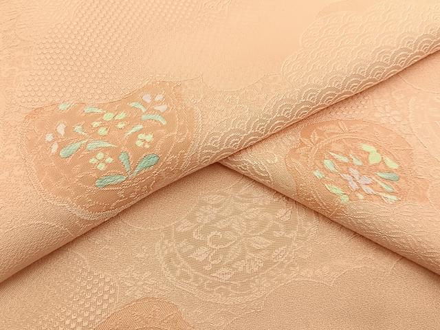 平和屋着物●上質な小紋 地紋起こし 雲重ね花絵皿文 正絹 逸品 BAAX6639hj