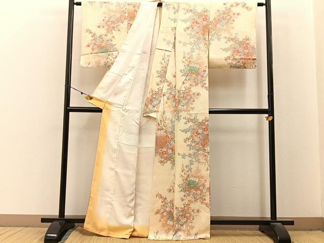 平和屋着物■上質な小紋 几帳枝花文 暈し染め 正絹 逸品 BAAX6641hj