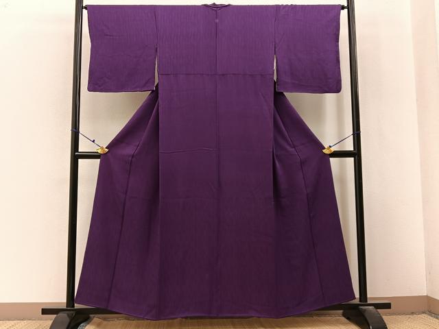 平和屋着物■上質な色無地 立涌地紋 蒲葡色 正絹 逸品 BAAX6643hj