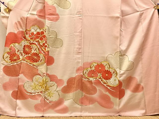 平和屋着物■豪華振袖 駒刺繍 松花文 暈し染め 金彩 正絹 逸品 BAAX6656hj