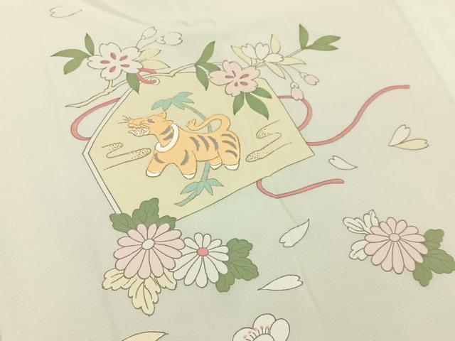 平和屋着物■長襦袢 無双仕立て 絵馬に虎 金彩 正絹 逸品 BAAX6664hj
