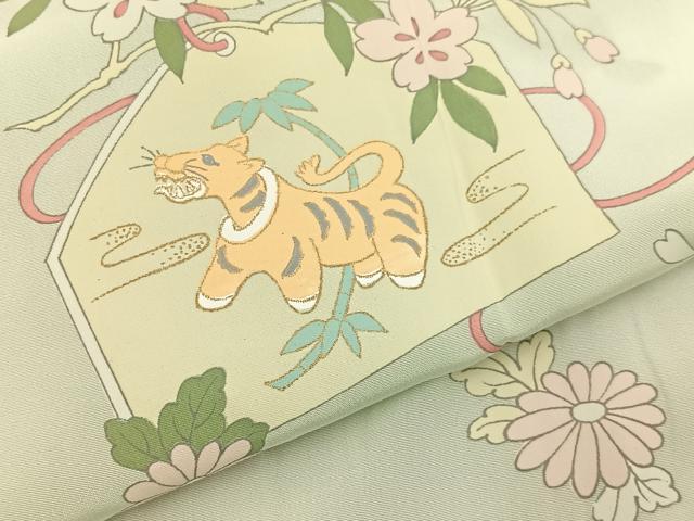 平和屋着物■長襦袢 無双仕立て 絵馬に虎 金彩 正絹 逸品 BAAX6664hj