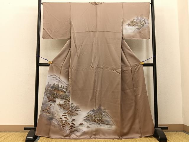 平和屋着物■訪問着 風景文 暈し染め 金彩 正絹 逸品 BAAX6706hj