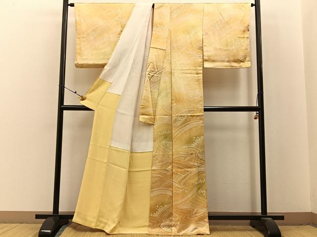 平和屋着物■上質な小紋 流水文 暈し染め 正絹 逸品 BAAX6719hj