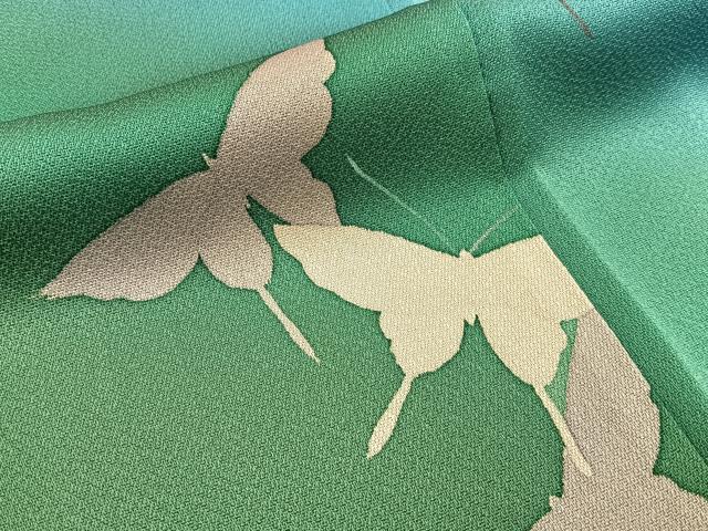 平和屋着物■訪問着 手描き 花蝶文 暈し染め 正絹 逸品 BAAX6721hj