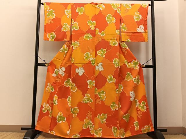 平和屋着物■上質な小紋 葡萄蔦の葉文 正絹 逸品 未使用 BAAX6723hj