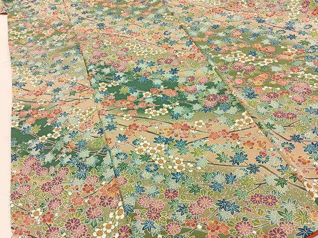 平和屋着物■上質な小紋 枝花文 暈し染め 正絹 逸品 BAAX6725hj