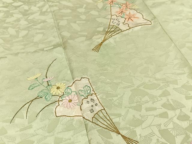 平和屋着物■訪問着 総刺繍 扇面花文 金銀糸 正絹 逸品 BAAX6726hj
