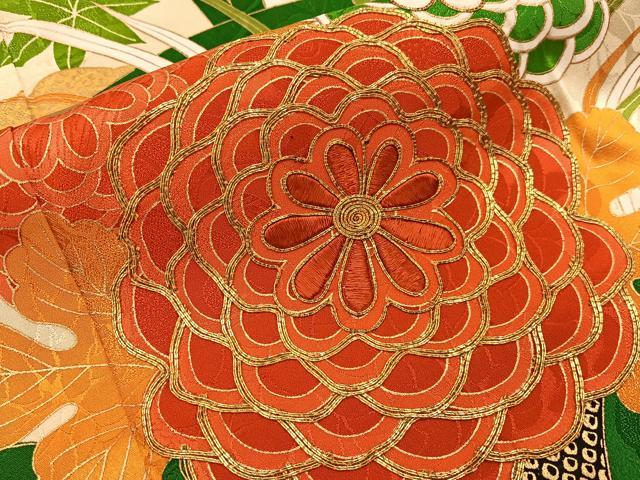 平和屋着物■豪華振袖 駒刺繍 花青海波 金彩 正絹 逸品 BAAX6729hj