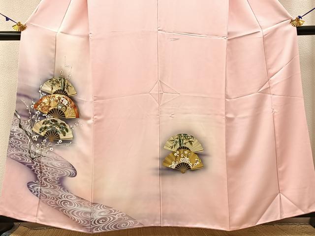 平和屋着物■訪問着 松竹梅 扇面花車文 暈し染め 金彩 正絹 逸品 BAAX6731hj