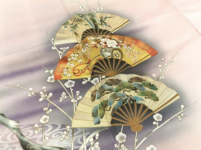 平和屋着物■訪問着 松竹梅 扇面花車文 暈し染め 金彩 正絹 逸品 BAAX6731hj