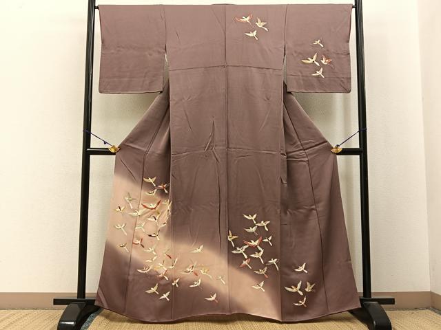 平和屋着物■訪問着 刺繍 飛鳥文 暈し染め 金糸 正絹 逸品 BAAX6735hj