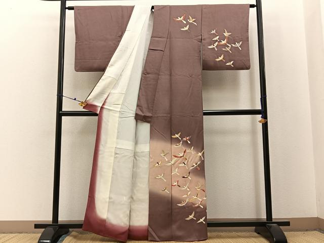 平和屋着物■訪問着 刺繍 飛鳥文 暈し染め 金糸 正絹 逸品 BAAX6735hj