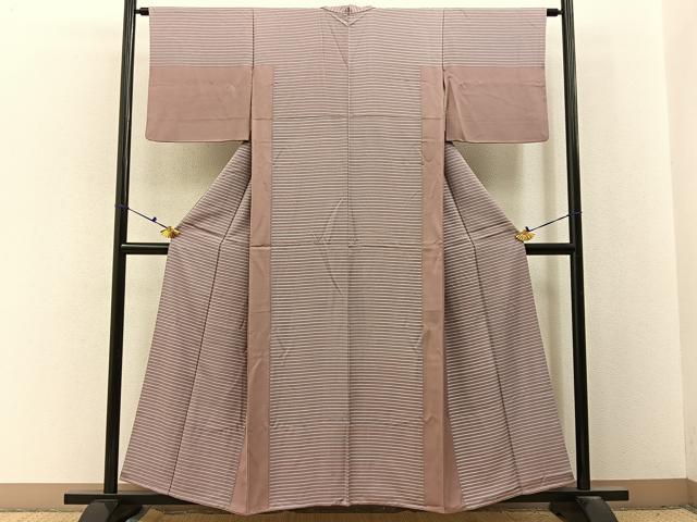 平和屋着物■上質な小紋 横縞 正絹 逸品 BAAX6737hj