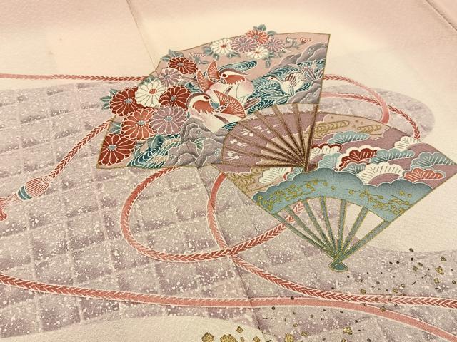 平和屋着物■訪問着 扇面花鳥文 暈し染め 金彩 正絹 逸品 BAAX6738hj