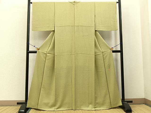 平和屋着物●本草木染作家 瑞寶 色無地 紋意匠 蒸栗色 正絹 逸品 BAAX6742hj