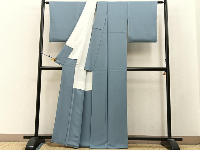平和屋着物●本草木染作家 瑞寶 色無地 湊鼠色 正絹 逸品 BAAX6743hj