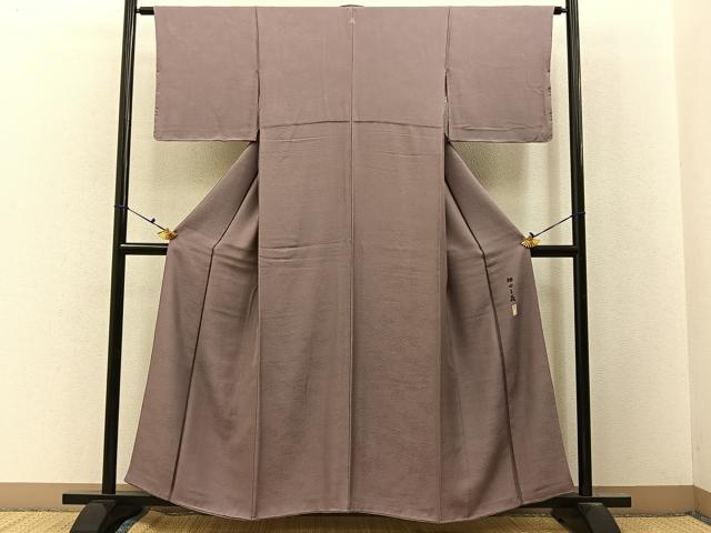 平和屋着物●本加賀友禅作家 押田正義監修 色無地 紗綾形地紋 赤白橡色 正絹 逸品 BAAX6744hj