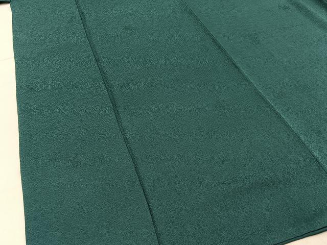 平和屋着物●上質な色無地 草花地紋 木賊色 正絹 逸品 BAAX6748hj