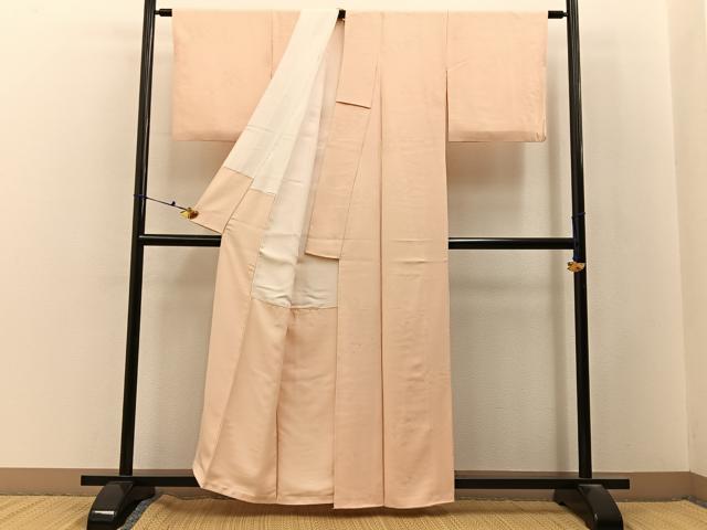 平和屋着物■上質な色無地 草花地紋 肌色 正絹 逸品 BAAX6750hj