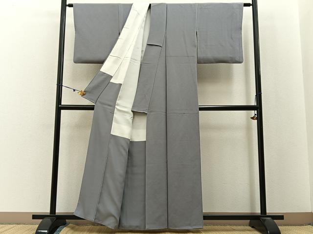 平和屋着物●上質な色無地 霞色 鬼しぼ縮緬 正絹 逸品 BAAX6751hj