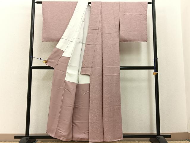 平和屋着物■上質な色無地 風景花地紋 薄柿色 さが美扱い 正絹 逸品 未使用 BAAX6755hj