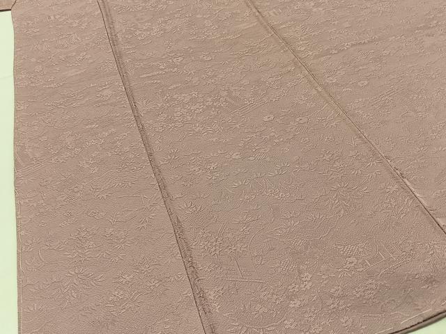 平和屋着物■上質な色無地 風景花地紋 薄柿色 さが美扱い 正絹 逸品 未使用 BAAX6755hj