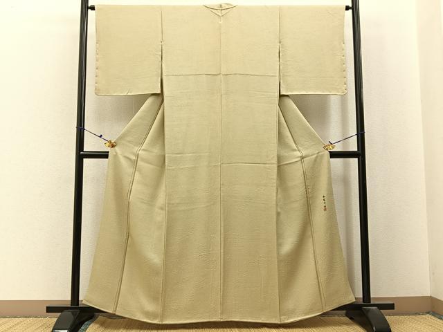 平和屋着物■上質な色無地 作家物 浜松花地紋 砥粉色 正絹 逸品 BAAX6759hj