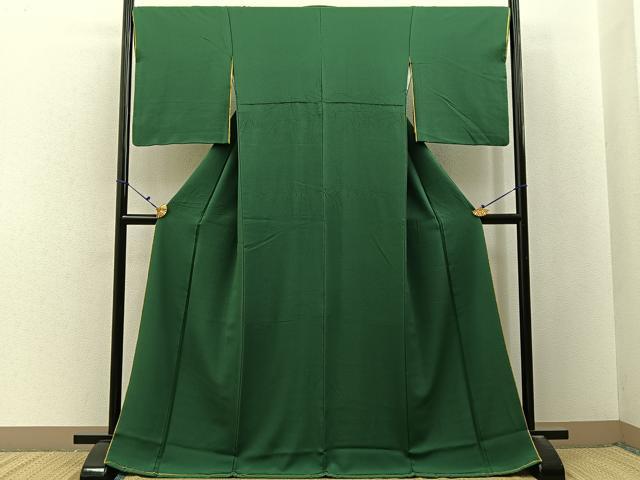 平和屋着物●上質な色無地 木賊色 やまと誂製 ロング丈 正絹 逸品 BAAX6762hj