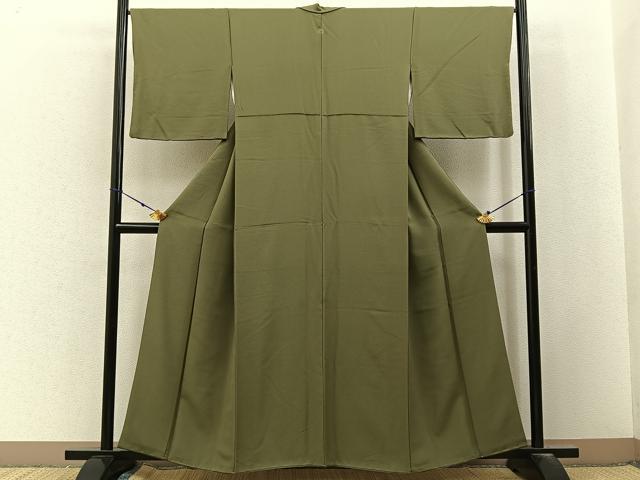 平和屋着物■上質な色無地 黄海松茶色 鈴乃屋扱い 正絹 逸品 BAAX6769hj