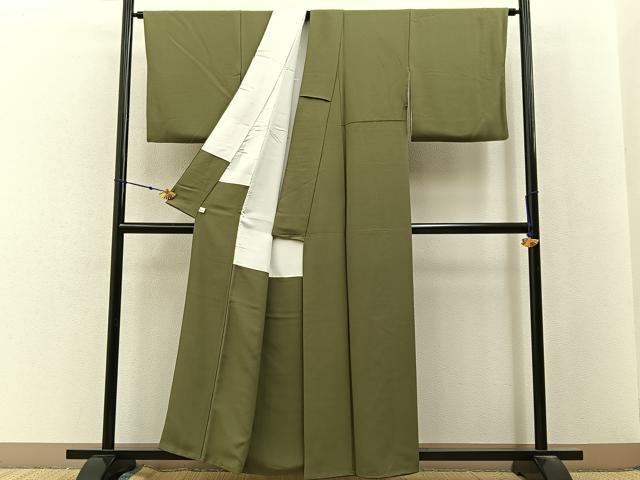平和屋着物■上質な色無地 黄海松茶色 鈴乃屋扱い 正絹 逸品 BAAX6769hj