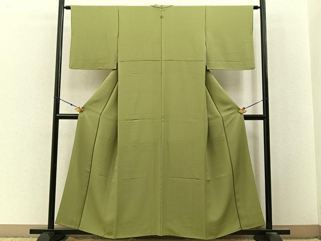 平和屋着物■上質な色無地 青朽葉色 正絹 逸品 BAAX6770hj