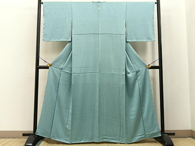 平和屋着物●上質な色無地 文字地紋 白藍色 正絹 逸品 BAAX6779hj