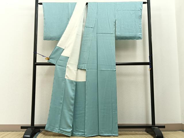 平和屋着物●上質な色無地 文字地紋 白藍色 正絹 逸品 BAAX6779hj