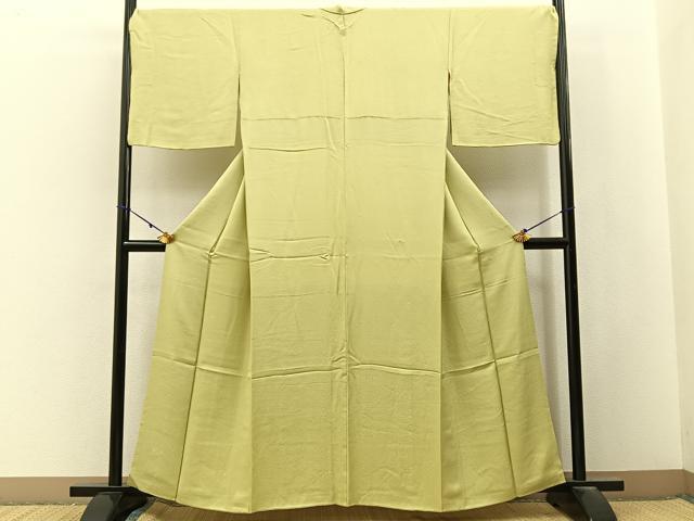 平和屋着物■上質な色無地 草花地紋 淡黄色 正絹 逸品 BAAX6785hj