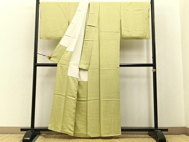 平和屋着物■上質な色無地 草花地紋 淡黄色 正絹 逸品 BAAX6785hj