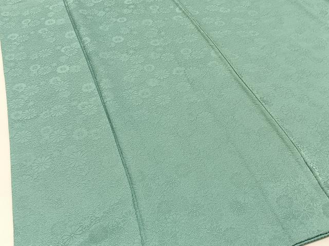 平和屋着物■上質な色無地 菊地紋 錆青磁色 正絹 逸品 BAAX6787hj